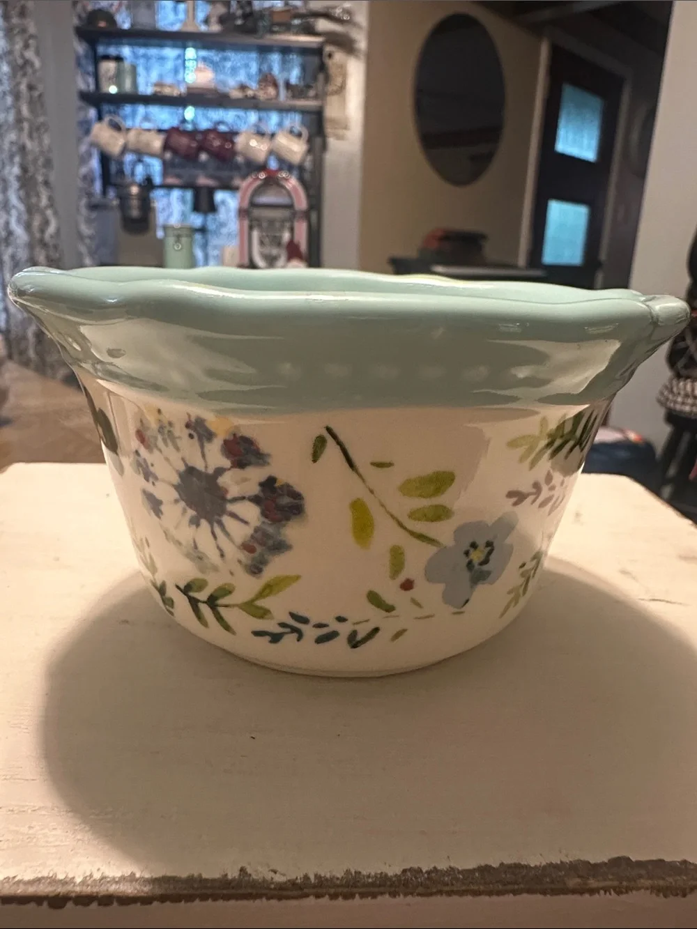 The Pioneer Woman Floral Ceramic Bowl in Aqua and White
